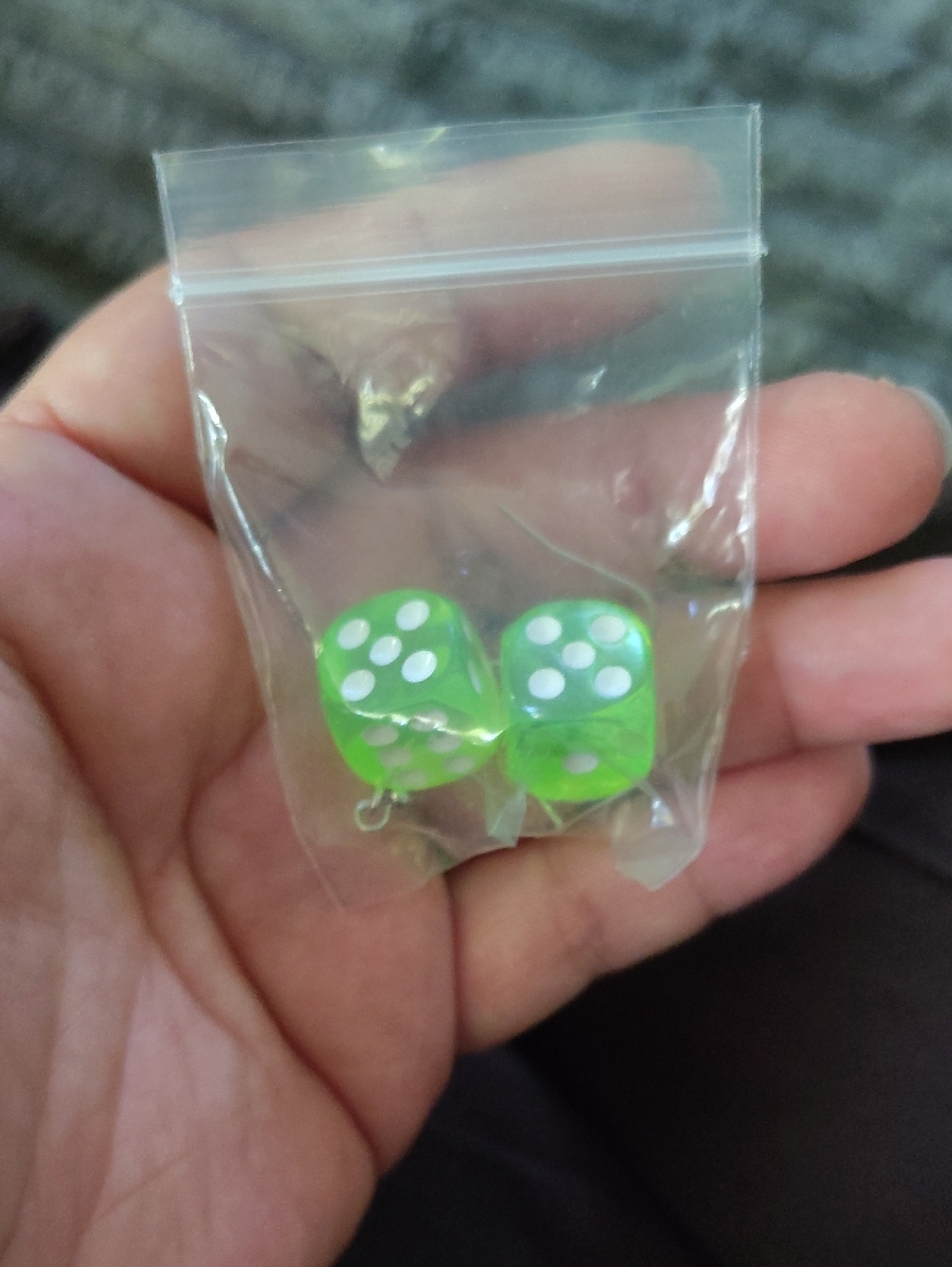 Neon Green Dice Hook Earrings New - Picture 2 of 2